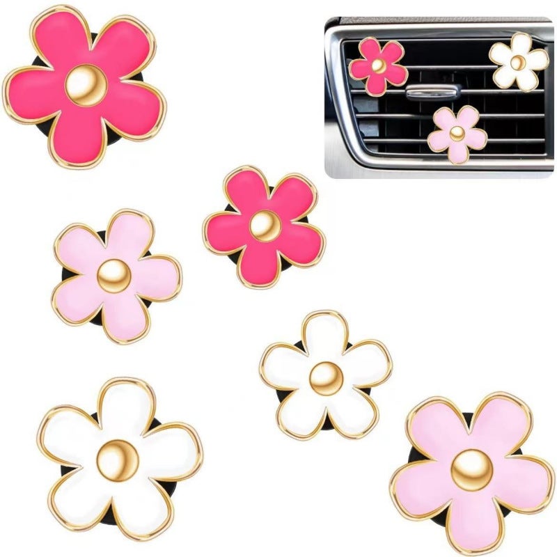 Car Air Vent Perfume Clip Alloy Daisy Flower Set - Image 1