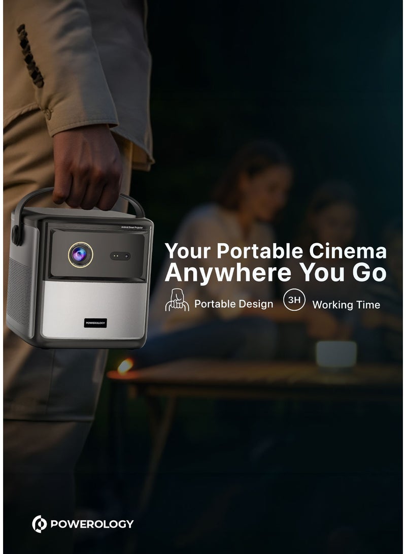 Powerology Starbeam 100" Google DLP Projector Full HD / Projector DLP Haute Resolution / Android 9 with Official Google TV Operating System / Laser Auto-Focus / Versatile 3D Playback - Black - Image 3