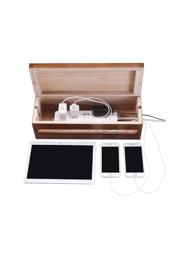 promass Cable Management Box Wooden Cord Organizer Box for Extension Cord Power Stripe Surge Protector Wire Management Concealer Organizer for Desktop Home Office Kitchen/coffee - Image 4