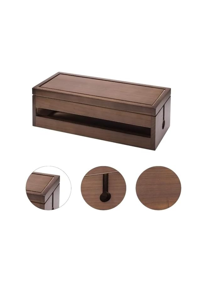 promass Cable Management Box Wooden Cord Organizer Box for Extension Cord Power Stripe Surge Protector Wire Management Concealer Organizer for Desktop Home Office Kitchen/coffee - Image 5