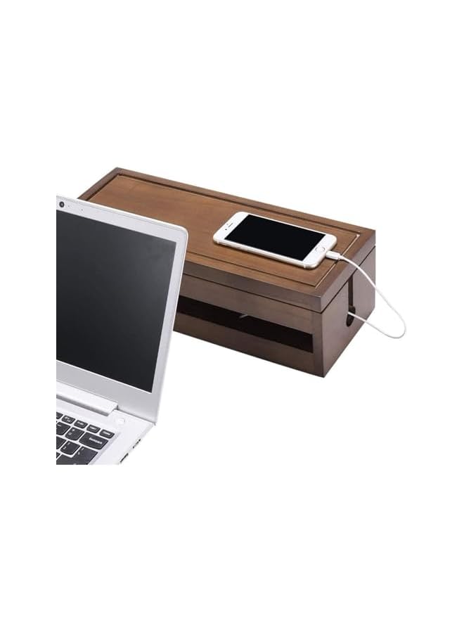 promass Cable Management Box Wooden Cord Organizer Box for Extension Cord Power Stripe Surge Protector Wire Management Concealer Organizer for Desktop Home Office Kitchen/coffee - Image 2