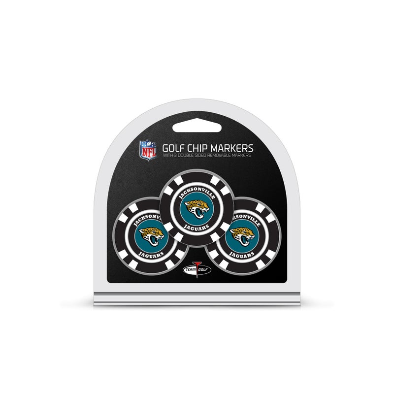 Team Golf NFL Jacksonville Jaguars 3 Pack Golf Chip Ball Size size poker size with pop out out joudble mongel sable