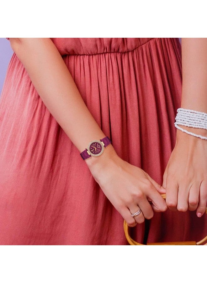 IIK COLLECTION Watches for Women Magenta Dial and Band Stainless Steel Analogue Chain & Diamond Studded Dial Ladies Watch - Water Resistant Womens Watches - Image 3