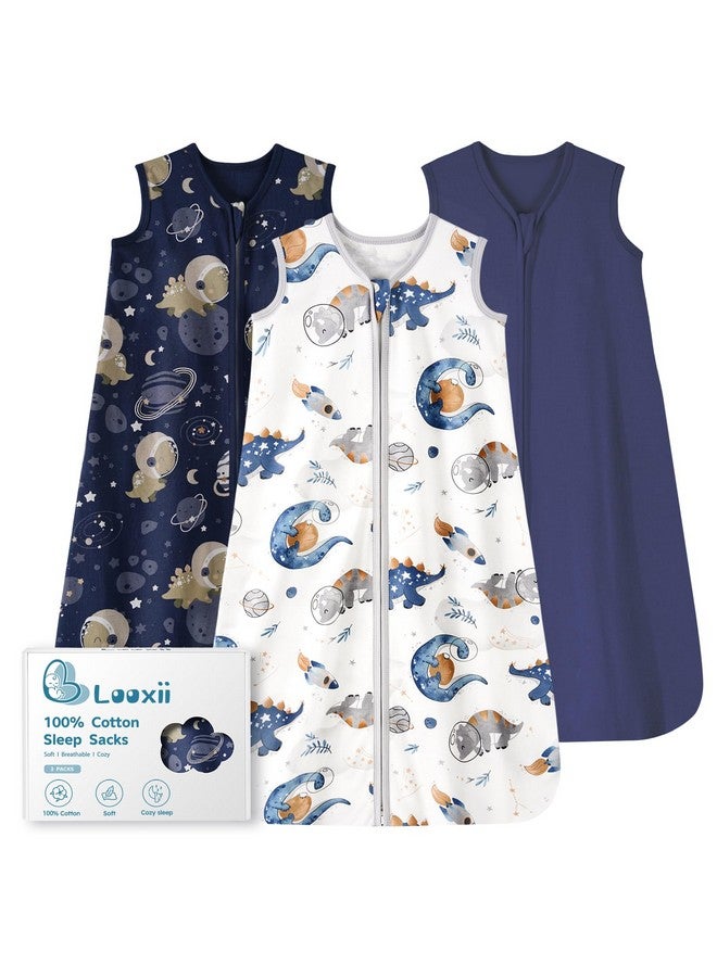 Looxii Baby Sleep Sack 0.5 TOG, 100% Cotton 3 Pack Wearable Blanket Baby Sleep Bag for Newborn Infant, 2-Way Zipper Lightweight Toddler Sleeping Sack 6-12 Months - Image 1