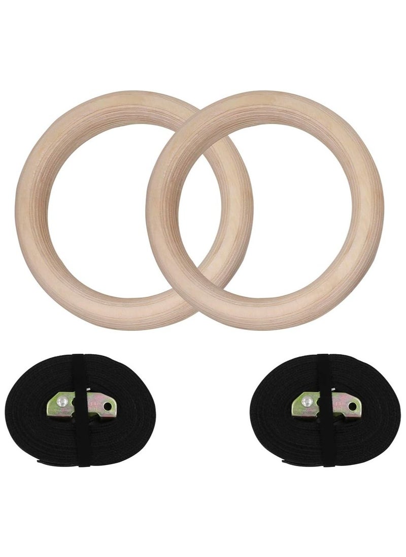 COMMANDO Wooden Gymnastic Rings,Olympic Gym Rings with Heavy Duty Adjustable Straps for Gym,Cross Training,Strength Training,Pull Ups and Dips  - Image 2