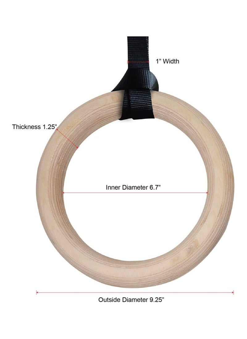 COMMANDO Wooden Gymnastic Rings,Olympic Gym Rings with Heavy Duty Adjustable Straps for Gym,Cross Training,Strength Training,Pull Ups and Dips  - Image 3