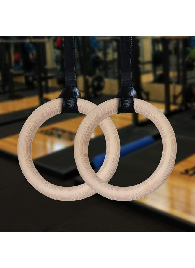 COMMANDO Wooden Gymnastic Rings,Olympic Gym Rings with Heavy Duty Adjustable Straps for Gym,Cross Training,Strength Training,Pull Ups and Dips  - Image 4