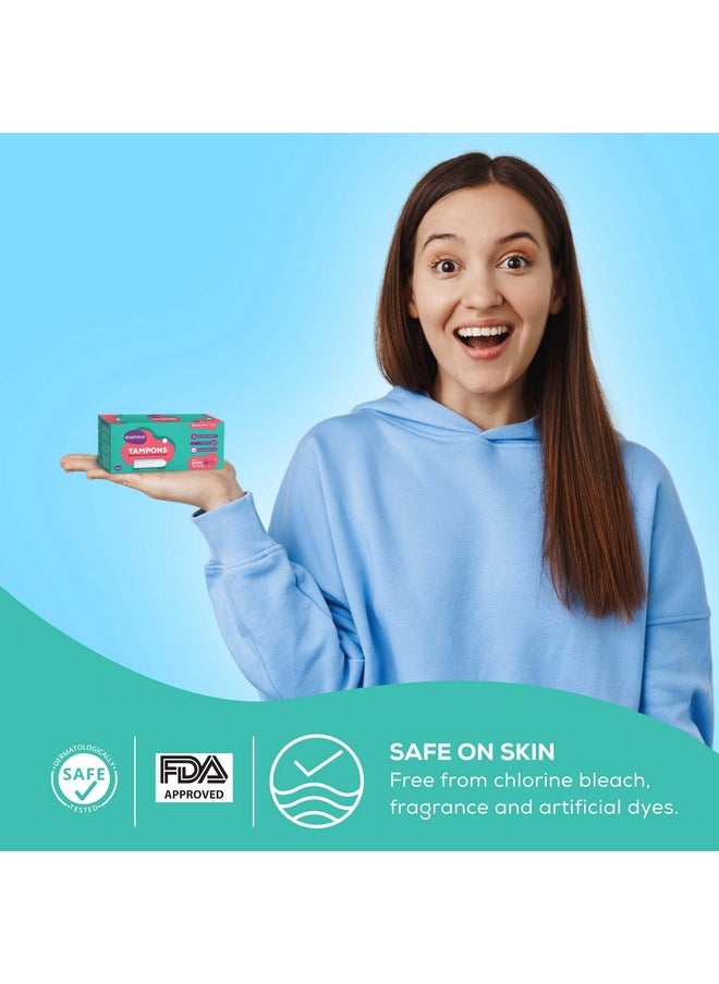 Evereve Tampons, For Regular Menstrual Flow, 20 Pcs, Super Absorption, Safe, Soft & Comfortable, Stain-Free Periods, Rash-Free, Prevents Odour, Fda Approved, Biodegradable  - Image 4