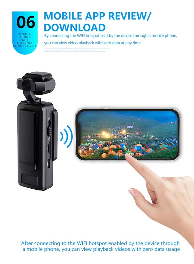 Generic FHD 1080P WiFi Outdoor Sports Digital Video Camera, Portable Mini DV Law Enforcement Recorder 360 Degree Rotating Lens, 128GB Card Included, for Travel and Hiking  - Image 4