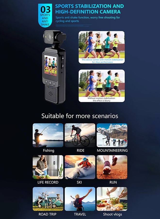Generic FHD 1080P WiFi Outdoor Sports Digital Video Camera, Portable Mini DV Law Enforcement Recorder 360 Degree Rotating Lens, 128GB Card Included, for Travel and Hiking  - Image 5