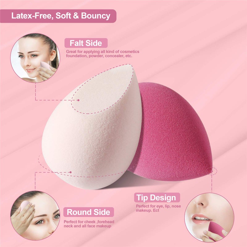 DUAIU 4 Pcs Makeup Sponge Set Beauty Sponge Foundation Blending Sponge, Flawless for Liquid, Cream, and Powder, Multi-colored Makeup Sponges with Storage Box - Image 3