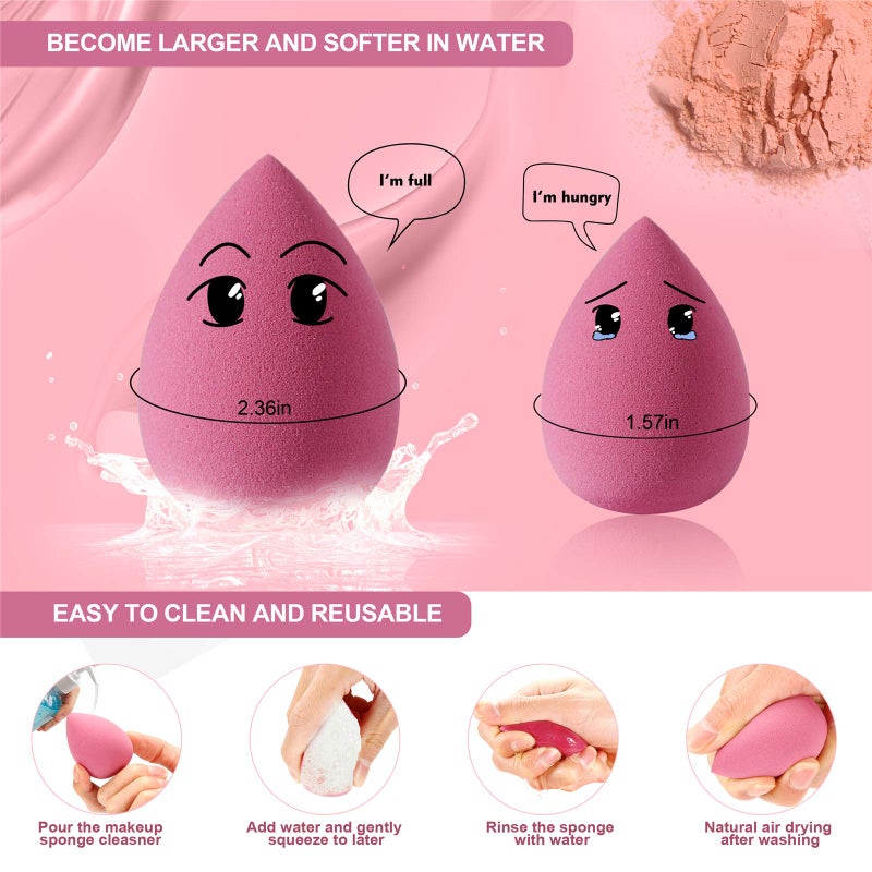 DUAIU 4 Pcs Makeup Sponge Set Beauty Sponge Foundation Blending Sponge, Flawless for Liquid, Cream, and Powder, Multi-colored Makeup Sponges with Storage Box - Image 4