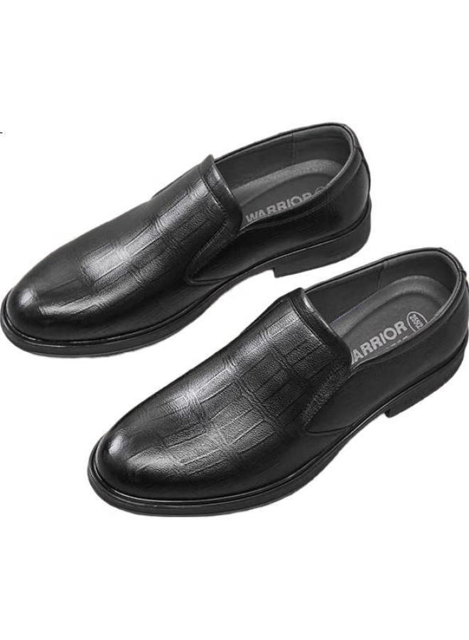 Pull Back Huili Men'S Shoes, Business Commute Leather Shoes, Versatile Casual Comfortable Slip-On Soft Surface Formal Shoes For Dads, Black, Size 42 - Image 2