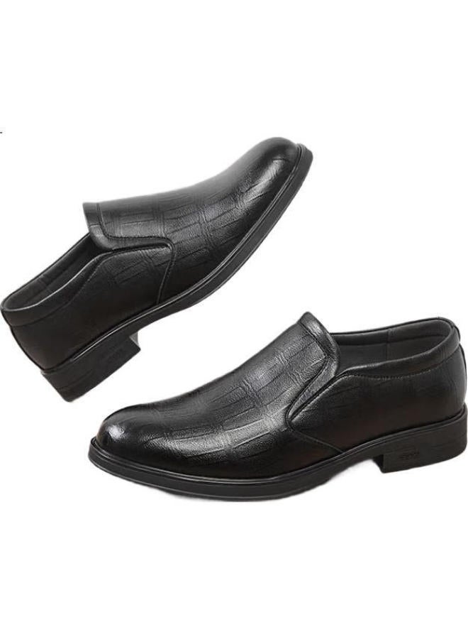 Pull Back Huili Men'S Shoes, Business Commute Leather Shoes, Versatile Casual Comfortable Slip-On Soft Surface Formal Shoes For Dads, Black, Size 42 - Image 3