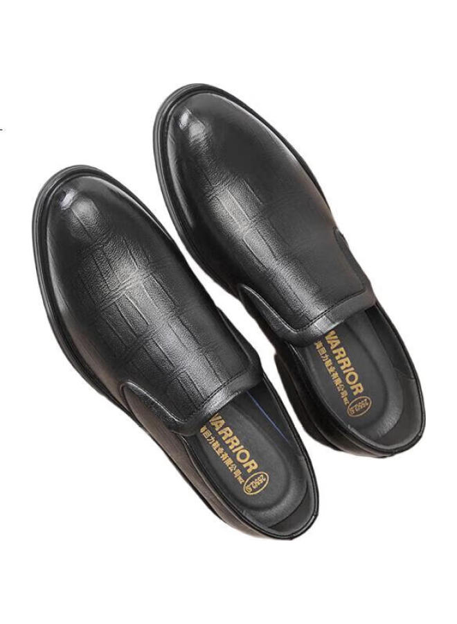 Pull Back Huili Men'S Shoes, Business Commute Leather Shoes, Versatile Casual Comfortable Slip-On Soft Surface Formal Shoes For Dads, Black, Size 42 - Image 1