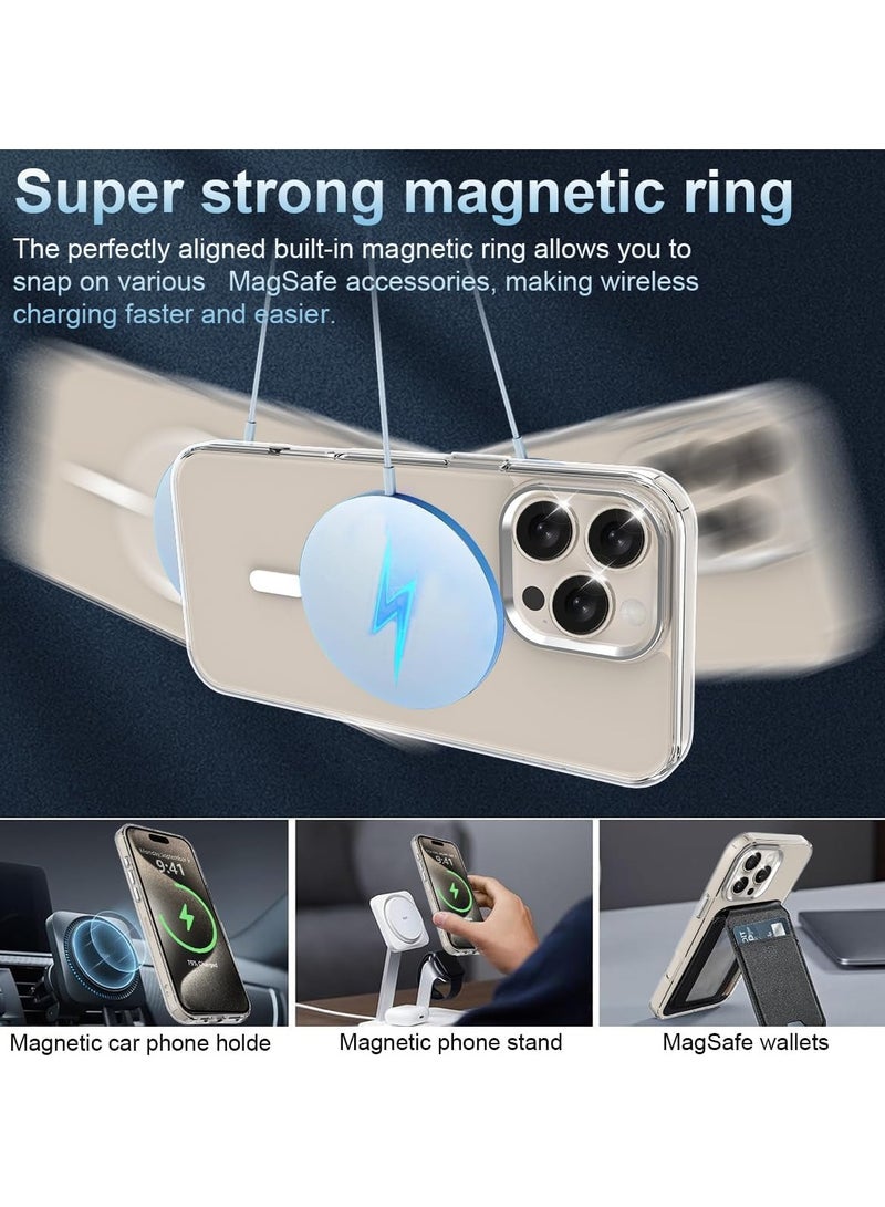 IPhone 15 Pro Max Clear Magnetic Cover MagSafe Compatible Hybrid Protective Crystal Clear Back Case Shockproof Silicone Frame Slim Transparent Case Iphone 15 Pro - Image 2
