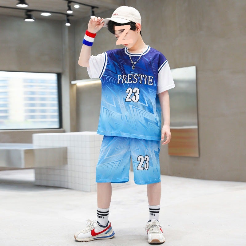 Boys Summer Suit Quick-Drying Basketball Uniform Medium And Large Children Short-Sleeved Summer Suit Children'S Sports Uniform Thin Section - Image 4