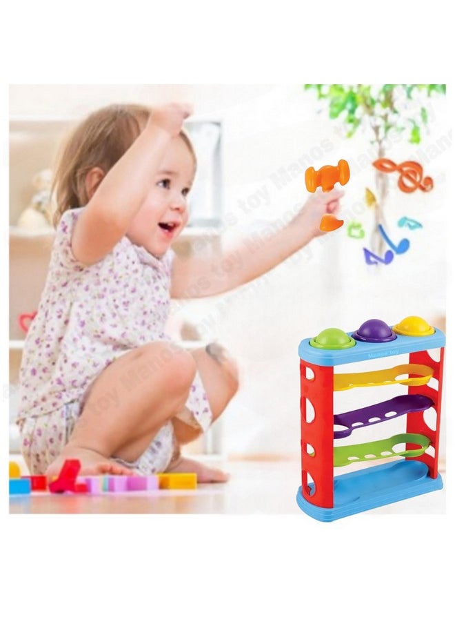 Manos - Hammer Knock Ball Toy for Kids, 3 Track Colour Toy Pack of 1 - Image 1