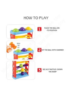 Manos Hammer Knock Ball Toy for Kids, 3 Track Colour Toy Pack of 1  - Image 3