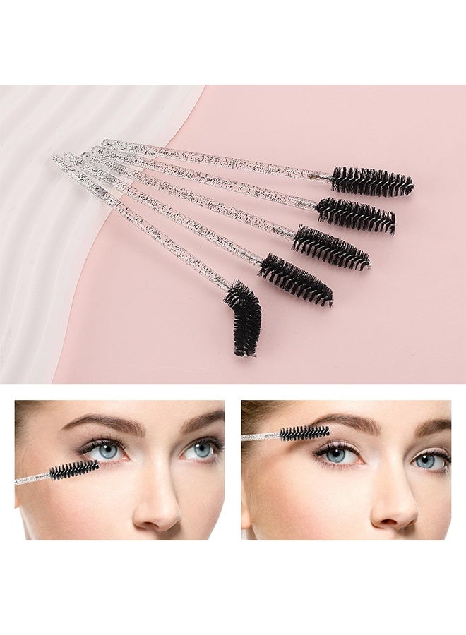 BELANO 50PCS Disposable Mascara & Eyebrow Wands with Crystal Handle – Soft Bendable Spoolies with Case for Eyelash Extensions, Brows & Cleaning - Image 4