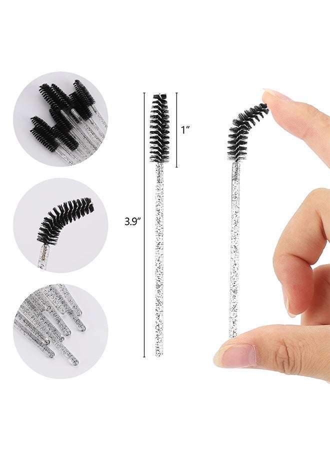 BELANO 50PCS Disposable Mascara & Eyebrow Wands with Crystal Handle – Soft Bendable Spoolies with Case for Eyelash Extensions, Brows & Cleaning - Image 2