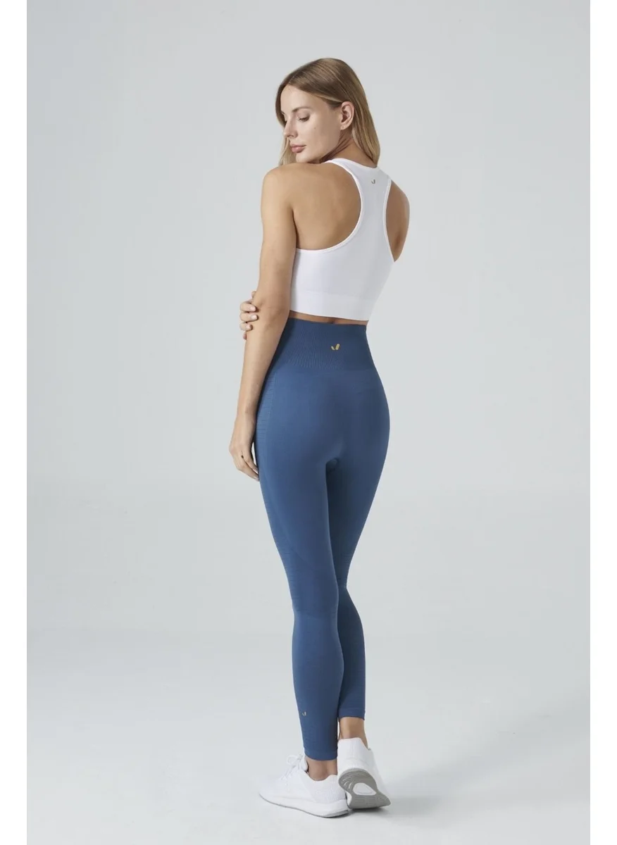 Jerf Gela High Waist, Stretchy and Gathering Sports Tights Natural Blue