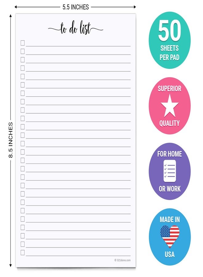 321Done To Do List Notepad, Made in USA - 5.5x8.5, Simple Checklist, Cute Modern Design for Organizing, Planning, College Ruled, Thick Heavy Paper - 50 Sheets - Image 2