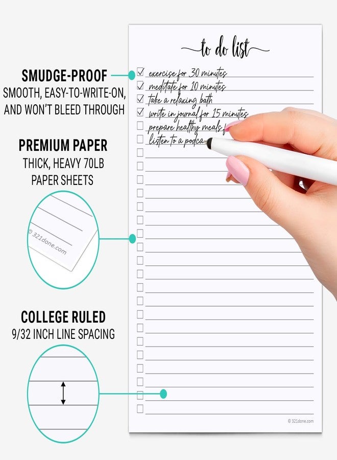 321Done To Do List Notepad, Made in USA - 5.5x8.5, Simple Checklist, Cute Modern Design for Organizing, Planning, College Ruled, Thick Heavy Paper - 50 Sheets - Image 3