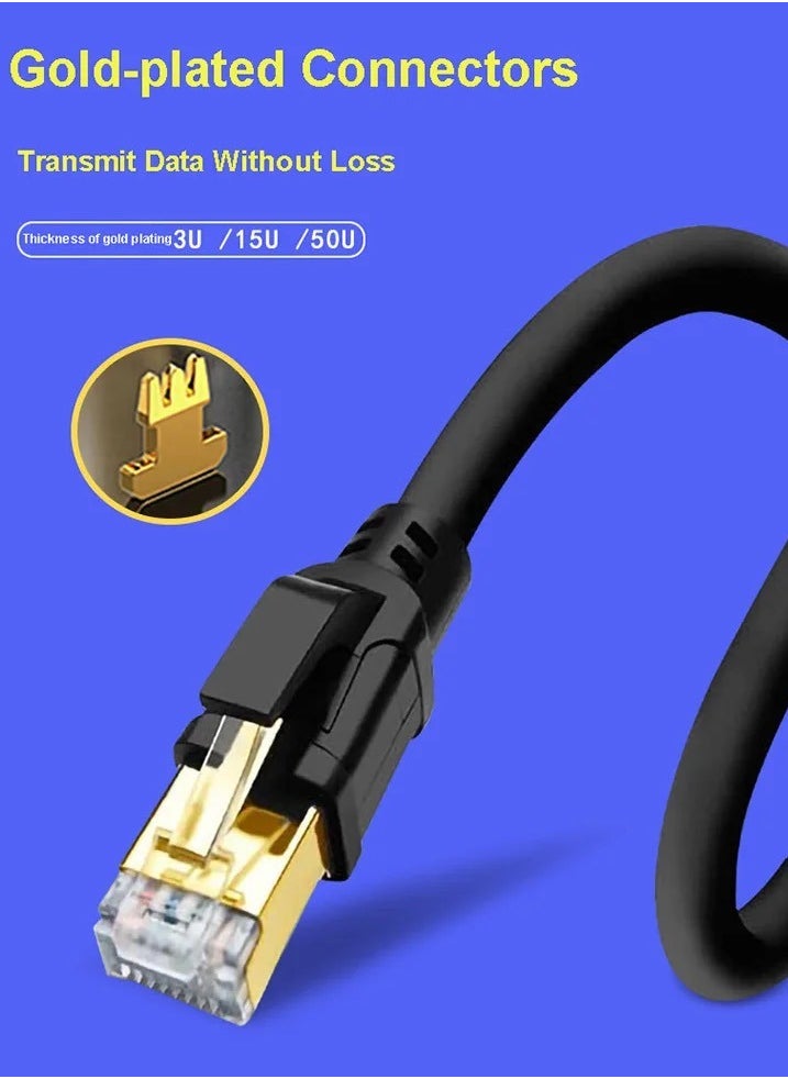 Samu Cat8 Ethernet Cable High Speed 40Gbps 2000MHz RJ45 Network Internet Braided Shielded Cord LAN Wire Compatible with Gaming Switch PC PS5 PS4 Xbox Modem Router WIFI Extender Patch Panel -1.5M Black  - Image 3