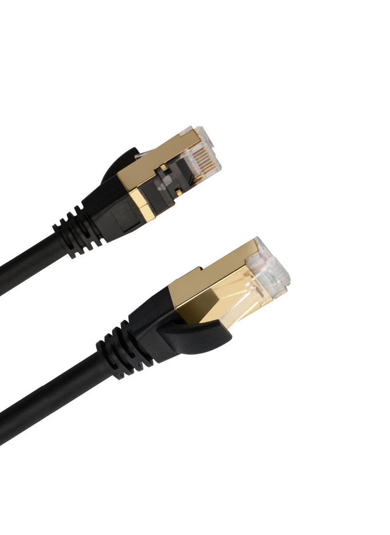 كابل إيثرنت Cat8 عالي السرعة 40 جيجابت في الثانية 2000 ميجا هرتز RJ45 سلك شبكة الإنترنت المضفر المحمي سلك LAN متوافق مع محول الألعاب PC PS5 PS4 Xbox Modem Router WIFI Extended Patch Panel -1.5M أسود