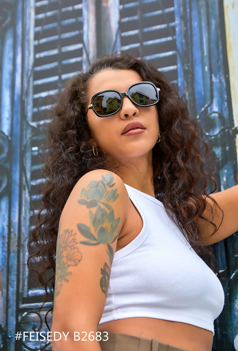 FEISEDY Classic Womens Elegant Polarized Sunglasses Ladies Wide Square Sunglasses Shades B2683 - Image 4