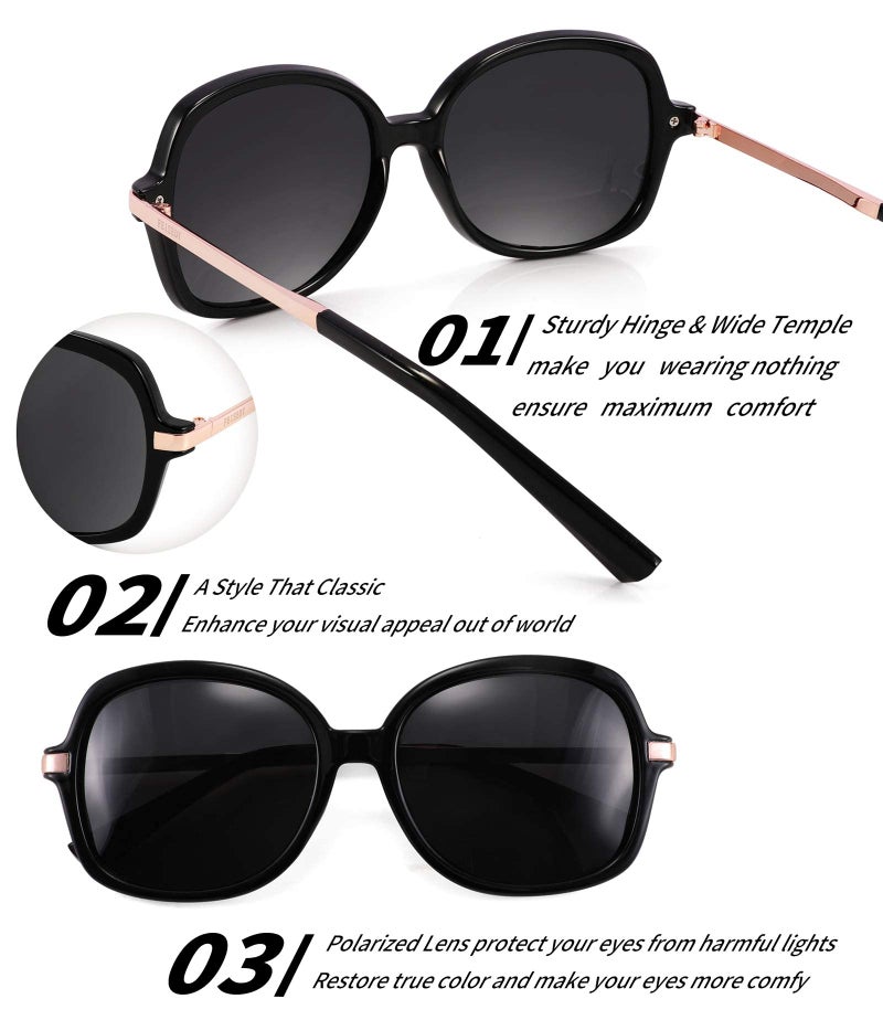 FEISEDY Classic Womens Elegant Polarized Sunglasses Ladies Wide Square Sunglasses Shades B2683 - Image 2
