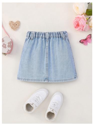 BEAUDRM Girl's Heart Pattern High Waist A Line Skirt Casual Regular Fit Short Denim Skirts Medium Wash 7Y - Image 2