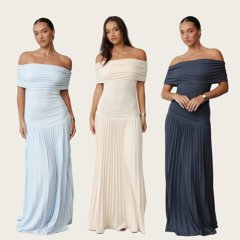Dress, One-Shoulder, Elegant, , Pleated, French Style, Stunning Long Dress, New Summer Style, Versatile - Image 2