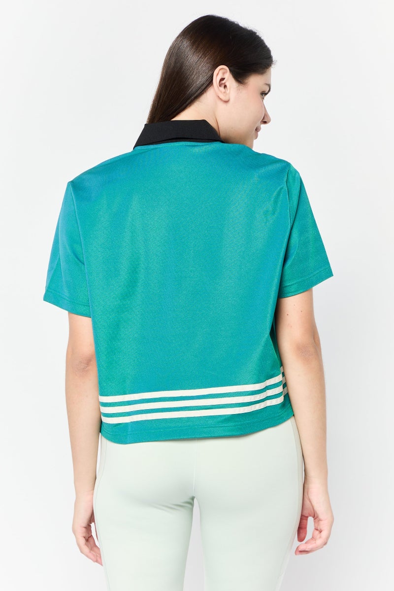adidas Originals Women Sportswear Fit Short Sleeve Outdoor Polo Shirts, Green - Image 4