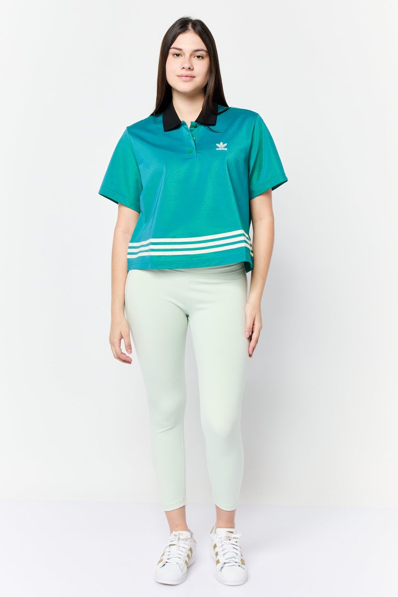 adidas Originals Women Sportswear Fit Short Sleeve Outdoor Polo Shirts, Green - Image 2