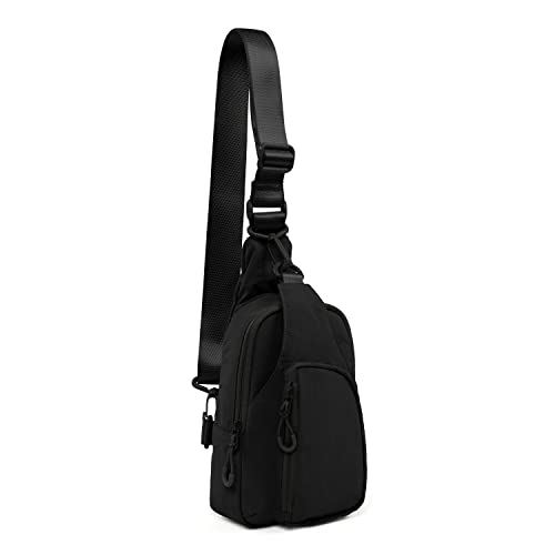 ODODOS Daily Sling Bag with Adjustable Straps Crossbody Chest Bag Lightweight Small Backpack for Casual Outdoor Traveling Hiking, Black - Image 1