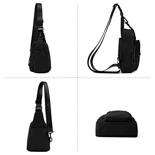 ODODOS Daily Sling Bag with Adjustable Straps Crossbody Chest Bag Lightweight Small Backpack for Casual Outdoor Traveling Hiking, Black - Image 5