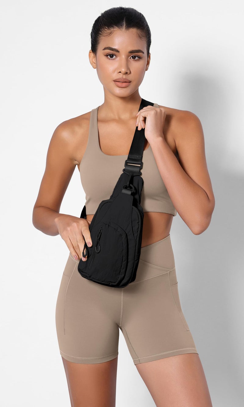 ODODOS Daily Sling Bag with Adjustable Straps Crossbody Chest Bag Lightweight Small Backpack for Casual Outdoor Traveling Hiking, Black - Image 2
