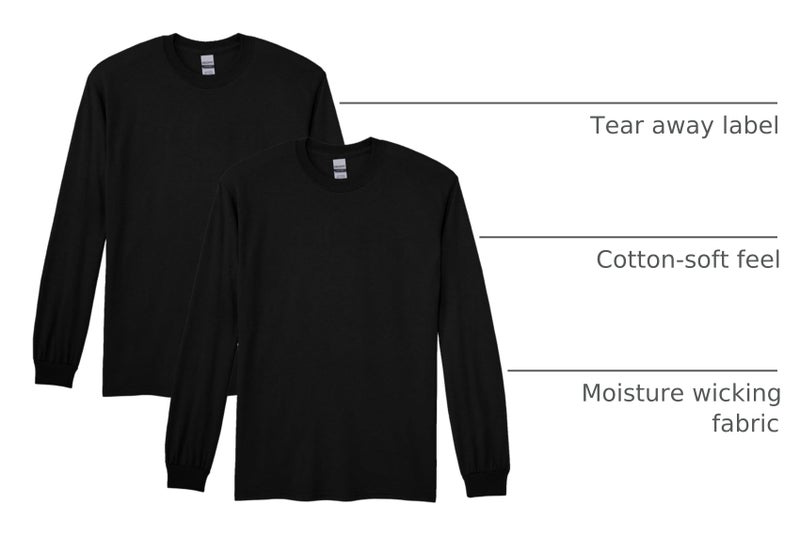 Gildan Adult DryBlend Long Sleeve T-Shirt, Style G8400, 2-Pack, Black, 2X-Large - Image 4