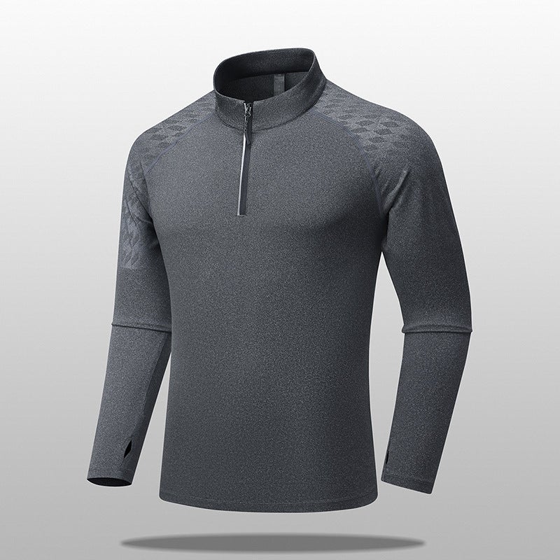 Quick-Drying Long-Sleeved Sports T-Shirt Men'S Half Zipper Top Elastic Outdoor Fitness Running Clothes - Image 1