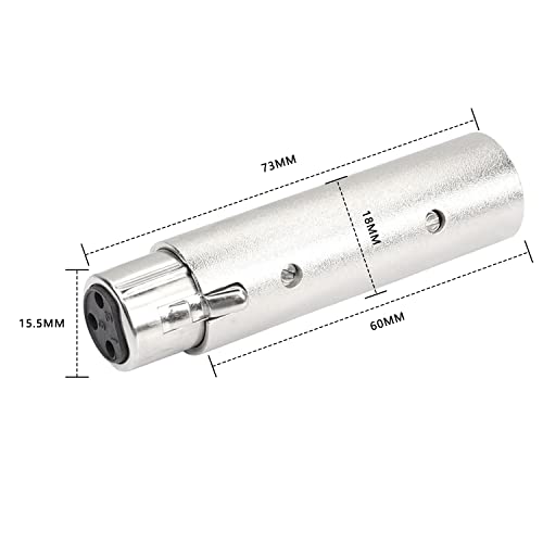 MEIRIYFA XLR 3 Pin Female to XLR 5 Pin Male Adapter Connector Gender Changer，Anodized Aluminum Adapter with Lock Release Button（Sliver-1PCS - Image 2