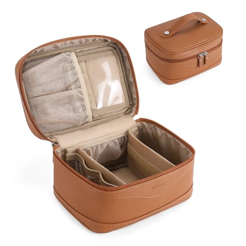 Telena Large Makeup Bag, Travel Toiletry Bag for Women, Vegan Leather Makeup Organizer Case Cosmetic Bag for Travel Essentials - Image 1
