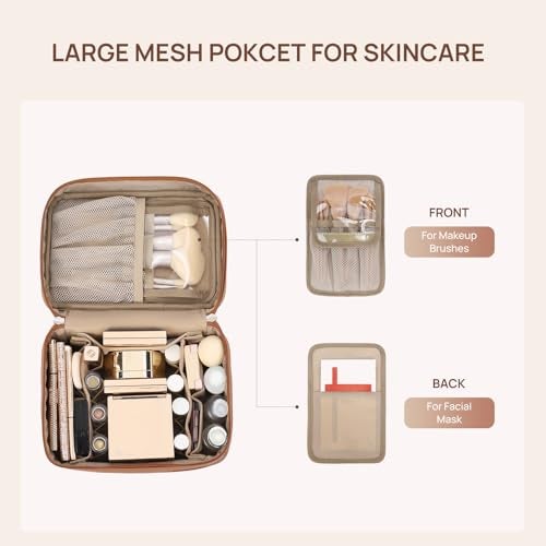 Telena Large Makeup Bag, Travel Toiletry Bag for Women, Vegan Leather Makeup Organizer Case Cosmetic Bag for Travel Essentials - Image 2