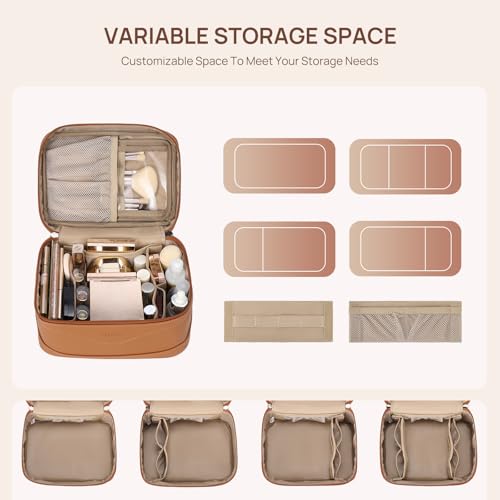 Telena Large Makeup Bag, Travel Toiletry Bag for Women, Vegan Leather Makeup Organizer Case Cosmetic Bag for Travel Essentials - Image 4