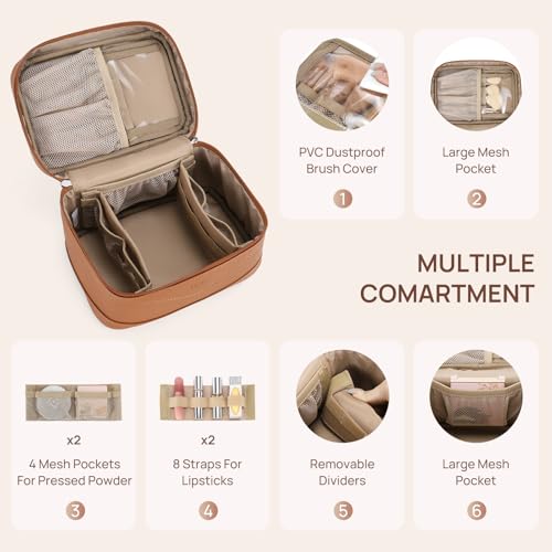 Telena Large Makeup Bag, Travel Toiletry Bag for Women, Vegan Leather Makeup Organizer Case Cosmetic Bag for Travel Essentials - Image 3