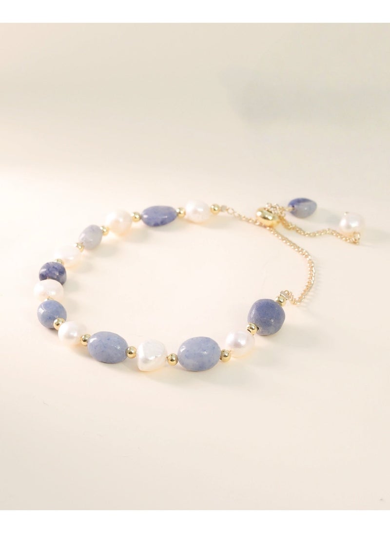 Lavida Natural blue freshwater pearl beaded bracelet, simple and elegant, a jewelry bracelet for women, birthday gift - Image 1