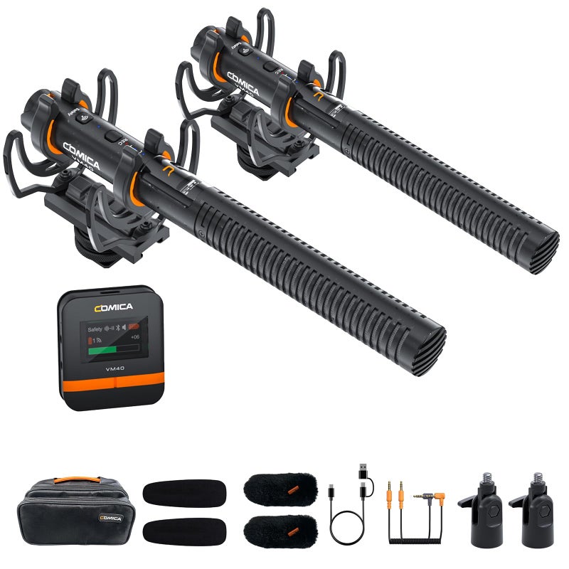 COMICA VM40 Combo DualChannel Shotgun Microphone with Wired Wireless Modes 48kHz32bit Float Recording 32GB Storage Super Cardioid Video Mic for Canon Nikon Sony DSLR Camera Camcorder Phone - Image 2