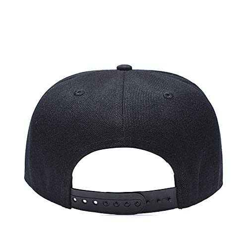 Quanhaigou White Skull Skeleton Face Embroidery Snapback Hat, Men's Womens Adjustable Flat Bill Baseball Cap Black - Image 4