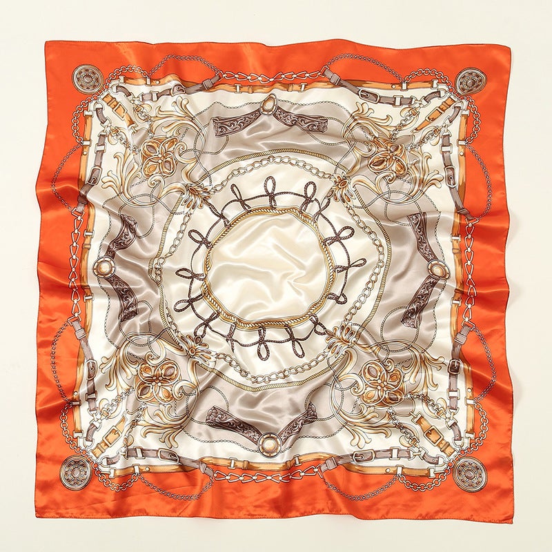 Elegant Faux Silk 90cm Scarf 1# Orange 